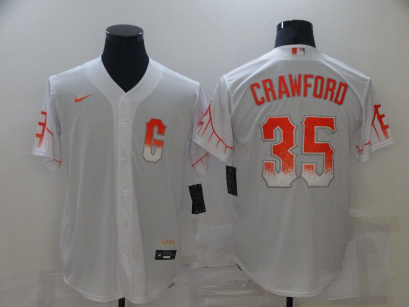 Men San Francisco Giants 35 Crawford City Edition White Game Nike 2021 MLB Jersey